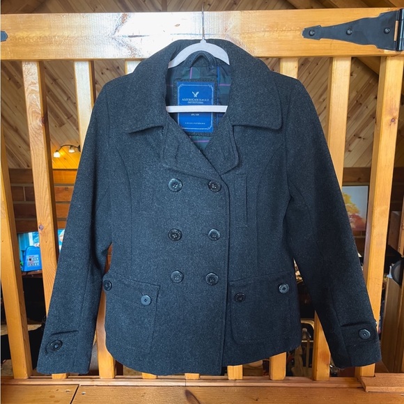 American eagle women’s medium dark grey wool pea coat. - Picture 1 of 2